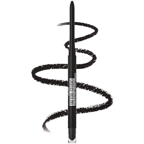 Maybelline Tattoo Studio Automatic Gel Pencil Waterproof Eyeliner, Blendable, Smudge Resistant, Matte Eyeliner For Up To 36HR Wear, Pitch Black