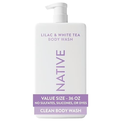 Native Body Wash for Women & Men, Lilac & White Tea, 36 oz Pump Bottle, Sulfate-Free & Gentle