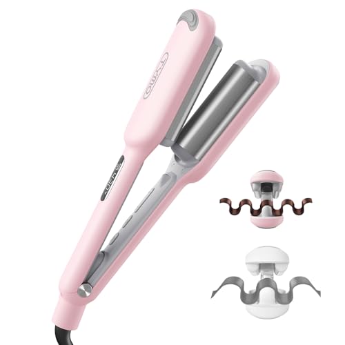 Curling Iron Hair Crimper Waver - TYMO ROVY Beach Waves Curling Wand, Ionic Deep Waver Hair Curler Tool with Ceramic 3 Barrel for Women, Dual Voltage Beauty and Personal Care TYMO Default Title