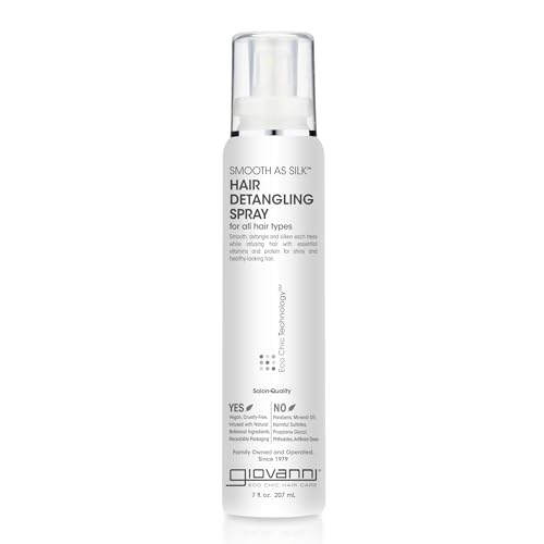 GIOVANNI Smooth As Silk Hair Detangling Spray - Detangles and Silkens Tresses, Made with Essential Vitamins and Proteins, Helps Shine your Hair - 7 oz