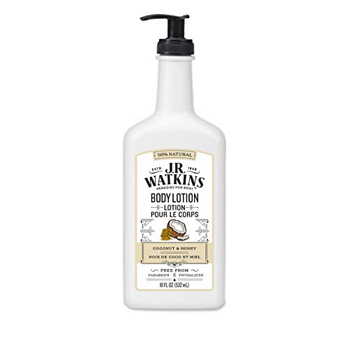 J.R. Watkins Daily Moisturizing Lotion - Body Cream in Pump Dispenser - Hydrating Skin Cream Made with Shea Butter, Cocoa Butter, Coconut Oil