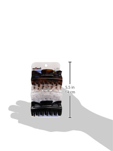 Scunci 9 cm Black Clear Tortoise Jaw Clip, 3 ct