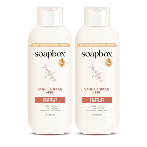Soapbox Moisturizing Body Wash, Vanilla Bean & Fig Shower Gel - Hydrating Natural Body Wash with Shea Butter - Clean Ingredients Free of Harsh Beauty & Personal Care Soapbox