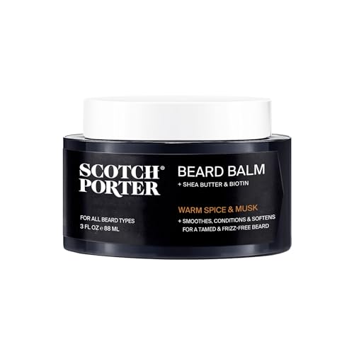Scotch Porter Conditioning Beard Balm - Smooth, Shape, Moisturize & Soften Coarse, Dry Facial Hair while Encouraging Growth for a