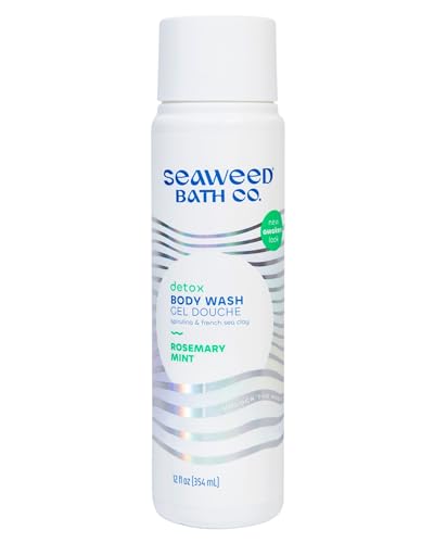 Seaweed Bath Co. Detox Body Wash, Rosemary Mint Scent, 12 Ounce, Shower Gel for Men & Women, Vegan, Paraben Free, Sulfate Free, Cruelty Free