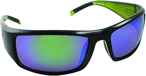 Sea Striker Thresher Polarized Sunglasses, Green Backspray Inside Black Frame, Green Mirror Lens