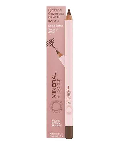 Mineral Fusion Eye Pencil (Light Brown - Rough) - Eyeliner with Soothing Chamomile, Meadowfoam & Vitamin E - Smooth & Long Lasting, Hypoallergenic