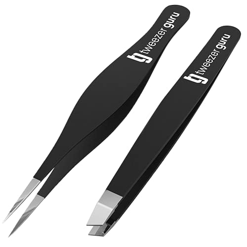 Tweezer Guru Ingrown Hair Tweezers - Pointed Precision Tweezers for Eyebrows & Ingrown Hair Removal - Blackhead and Splinter Tweezer with Sharp Needle
