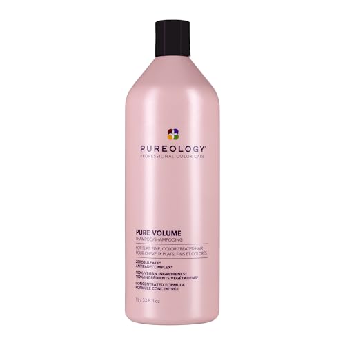 Pureology Pure Volume Shampoo - Enhances Volume and Movement, Lightweight Shampoo for Fine, Flat, Color Treated Hair, Sulfate-Free & Vegan, 33.8 Fl Oz