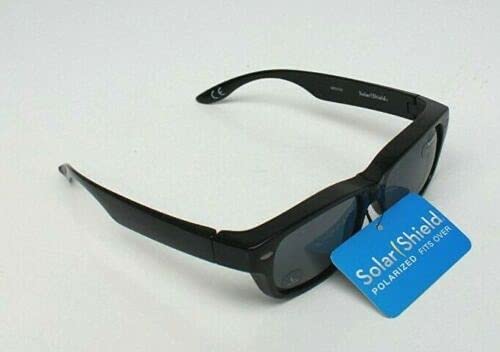 Solar Shield Dioptics Solar shield Fits over Sunglasses (FO-056) UnisexWay shape Black glossy frame,Smoke lenses 54 mm,Gray,SS FO-056