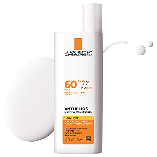 La Roche-Posay Anthelios Light Fluid Facial Sunscreen SPF 60, Lightweight Sunscreen For Face, Fluid Texture, Broad Spectrum SPF + Antioxidants, Oil