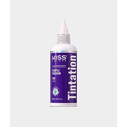 Red by Kiss Tintation Semi-Permanent Hair Color, Aloe Vera Water Based, Argan Oil, Olive Oil, Collagen & Keratin, Long-Lasting Color Dye (Purple