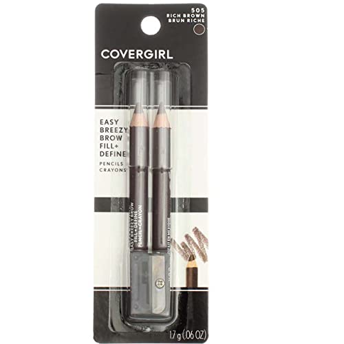 CoverGirl Easy Breezy Brow, Fill+Define Pencils [505] Rich Brown 2 ea ( Pack of 6)