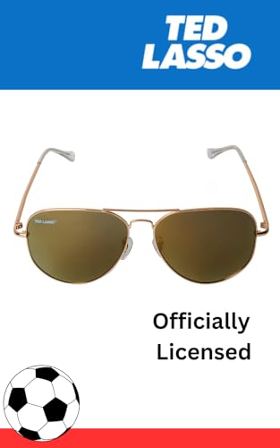 Ted Lasso Gold Aviator Sunglasses Sun-Staches UV 400, One Size Fits Most
