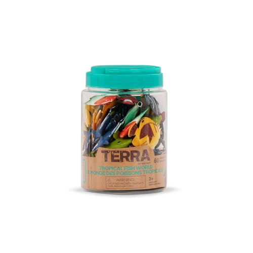 Terra by Battat 60 Pc Tropical Fish & Crab Toys – Mini Plastic Ocean Animal Figurines Tube, Realistic Sea Creatures Playset for Kids 3+