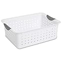 Sterilite Medium Ultra Basket, Closet Organizer Bin, Cabinets, Pantry, Shelving and Countertop Space, Open Container, White, 1-Pack