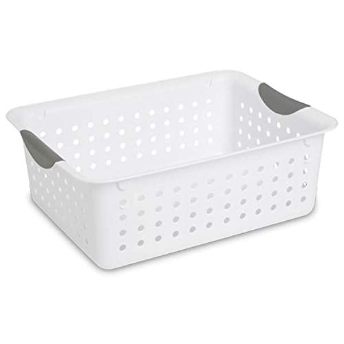 Sterilite Medium Ultra Basket, Closet Organizer Bin, Cabinets, Pantry, Shelving and Countertop Space, Open Container, White, 1-Pack