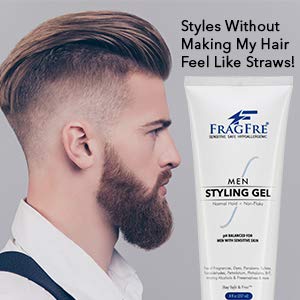 FRAGFRE Men Hair Styling Gel Fragrance Free 8 oz (2-Pack Gift Set) - pH Balanced for Men with Sensitive Skin - Not Too Firm or Light - Just Normal