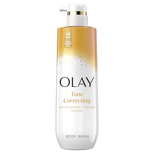 Olay Body Wash for Women, Tone Brightening Exfoliation, Vitamin C Serum Complex, Renew Moisture, Free of Parabens & Phthalates, Vitamin B3 Lameller