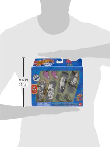 Hot Wheels Skate Tony Hawk Set of 4 Fingerboards & 2 Pairs of Removable Skate Shoes, Speed Shredder Pack of Fully Assembled Boards, 1 Exclusive Set