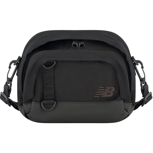 New Balance Sling Bag, Large Athletic Shoulder Handbag for Men and Women, Black, One Size