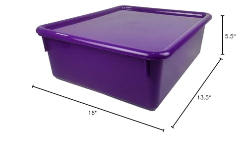 Romanoff Double Stowaway Tray with Lid, 16-inch x 13.5-inch x 5.5-inch, Purple (ROM13006)
