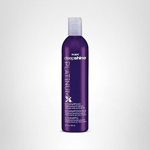 RUSK Deepshine PlatinumX Shampoo, Gentle Cleansing, Brightening Color Boost for Platinum, Silver, Gray, White, and Blonde Hair, 12 oz