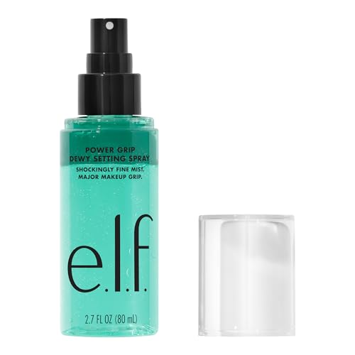 e.l.f. Power Grip Dewy Setting Spray, Ultra Fine Mist Made With Hyaluronic Acid, Grips Makeup For A Hydrated-Looking, Dewy Finish, Vegan