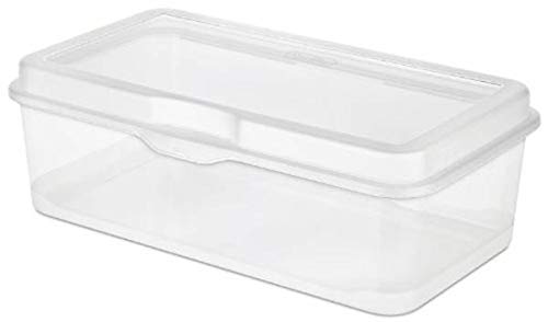 Sterilite 6-Pack Rectangular Large & 12-Pack Square Small FlipTop, Clear Plastic Storage Box with Hinged Lid - Stackable Multipurpose Organizer…