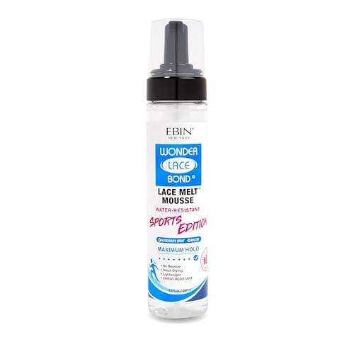 EBIN NEW YORK Wonder Lace Bond Melt Mousse 6.08 Fl Oz Sports Edition For Lace Wig Application & Styling - Strong Hold Mousse - Rosemary Mint for Oil