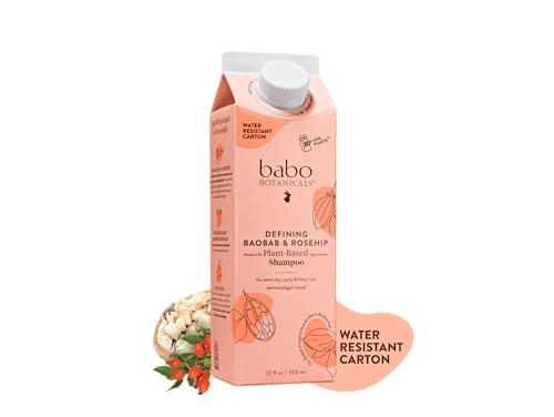 Babo Botanicals Defining Baobab & Rosehip Shampoo - For extra dry, curly hair - Smooth & Define - Passion Fruit Ferment for scalp - Water-Resistant