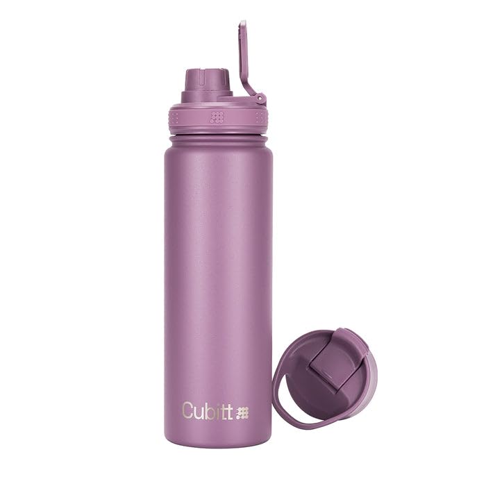 Cubitt Hydro Bottle 24 oz - Insulated Steel, 2 Leak-Proof Lids, Cold 24h/Hot 12h - Dusty Mauve