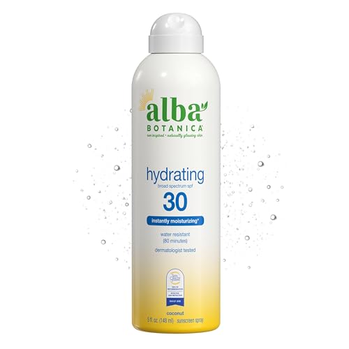 Alba Botanica Hydrating Sunscreen Spray, SPF 30 Broad Spectrum Protection, Instantly Moisturizing, Water Resistant (80 minutes), Hypoallergenic