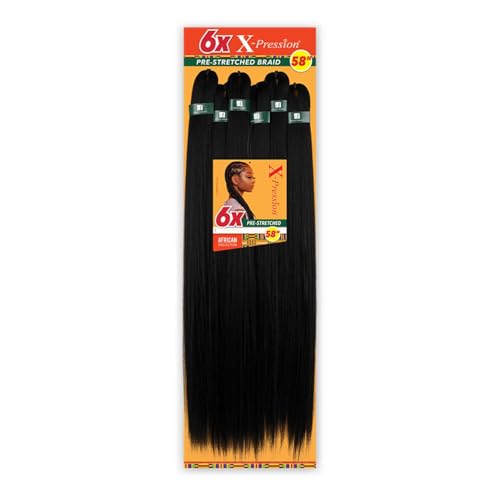 Sensationnel X-pression prestretched braiding hair - 6x braid 58 inch all kanekalon flame retardant synthetic braid for box braids and twists (1 Beauty and Personal Care Sensationnel Default Title
