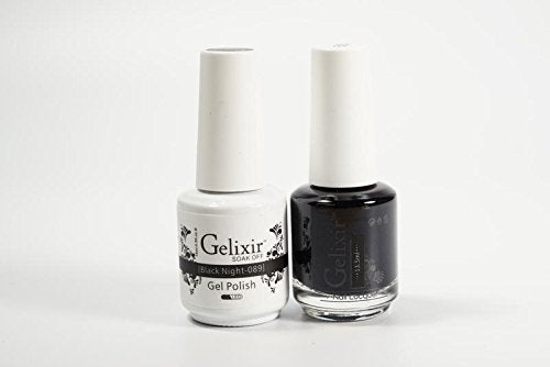 Gelixir Duo Matching Gel and Nail Polish, Made in USA. (089-Black Night) Beauty & Personal Care Gelixir