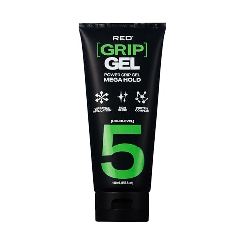 Red by Kiss Power Grip Gel - Long-Lasting Hold, Frizz-Free, High Shine, Protein Complex, Edge Control & Curl Definition (Mega Hold, 5 oz)