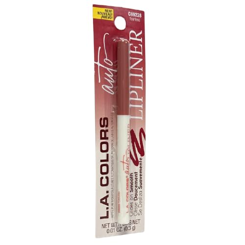 LA Colors Red Auto Lipliner Pencil - Fearless (C69228), Long-Wearing Smooth Glide Retractable Liner, 0.01 oz