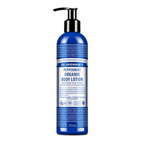 Dr Bronner's Organic Peppermint Hand and Body Lotion, Made with Organic Oils, Used for Face and Body, Certified Fair Trade & Vegan Friendly, 236ml Beauty & Personal Care Dr. Bronner's