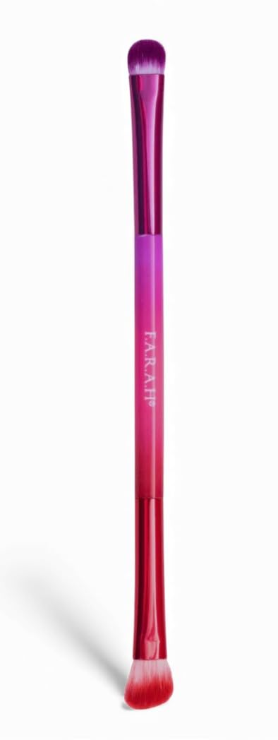 F.A.R.A.H Eye Shader & Contoured Shader - Dual-Ended Eyeshadow Brush with Vegan Bristles and Brass Ferrule