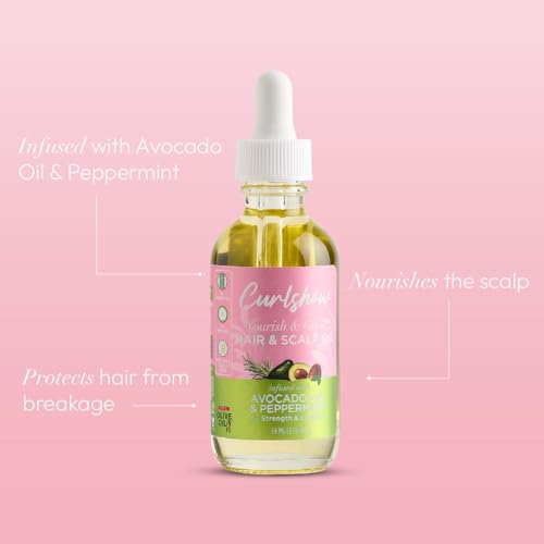 ORS Curlshow Nourish & Grow Hair & Scalp Oil with Avocado Oil & Peppermint for Strength & Length 2 Ounces