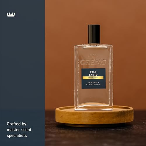Cremo Cologne for Men – Palo Santo 3.4oz Spray, Bright Cardamom, Dry Papyrus & Aromatic Palo Santo, Long-Lasting Men’s Fragrance