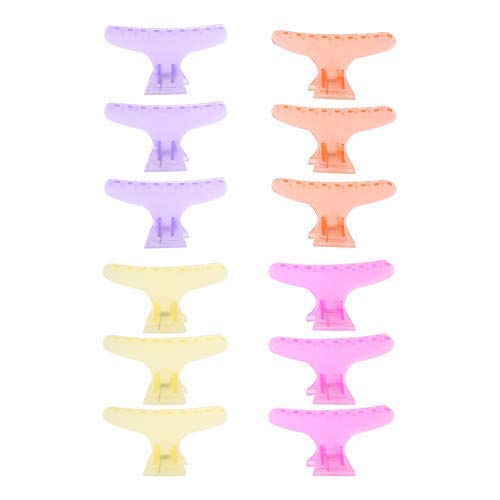 Sonew 12Pcs / Set Colorful Hair Clips Lovely Butterfly Holding Hair Hold Clip Hair Section Claw Clamps Hairdressing Tool(Clear)