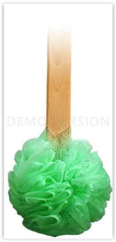 4pk 15" Long Wooden Handle Back Scrubber Bath Shower Mesh Sponge Exfoliating Body Brush Wash Nylon Puff Spa