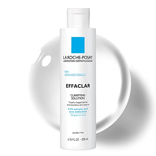 La Roche-Posay Effaclar Clarifying Solution Acne Toner with Salicylic Acid and Glycolic Acid, Pore Refining Oily Skin Toner, Gentle Exfoliant