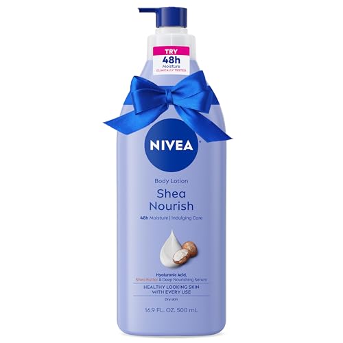 NIVEA Shea Nourish Body Lotion for Dry Skin with Hyaluronic Acid, Shea Butter and Deep Nourishing Serum, 48-Hour Body Moisturizer, 16.9 Fl Oz Pump