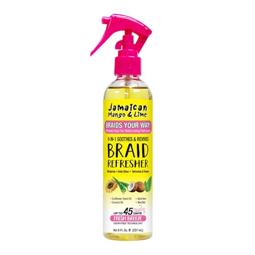 Jamaican Mango & Lime Braids Your Way 6-in-1 Braid Refresher Spray - Scalp Mist for Braids, Locs & Twists - Anti-Itch, Odor Eliminator & Shine Spray