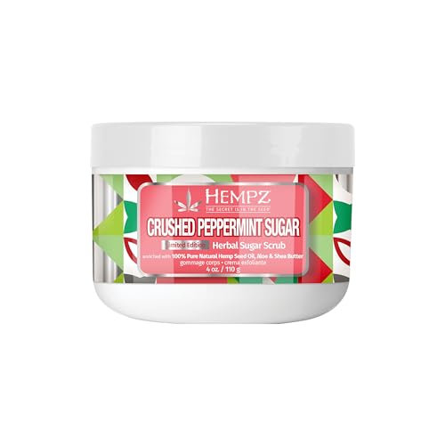 Hempz Crushed Peppermint Sugar, Sugar Body Scrub, Holiday Gift for Men and Women, 4 oz Beauty & Personal Care Hempz