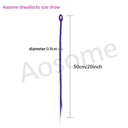 Aosome Dreadlock Extensions 20pcs/Pack Crochet Synthetic Dreads Extension 20inch Black