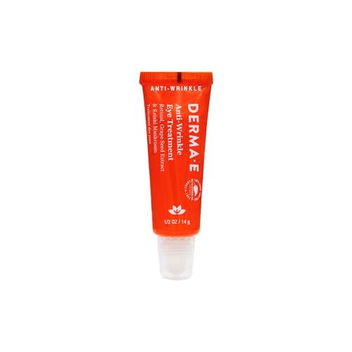 Derma E Anti-Wrinkle Eye Treatment - Anti-Aging Cream with Retinol, Grape Seed Extract and Reishi Mushroom - Hydrating Serum for Under Eye