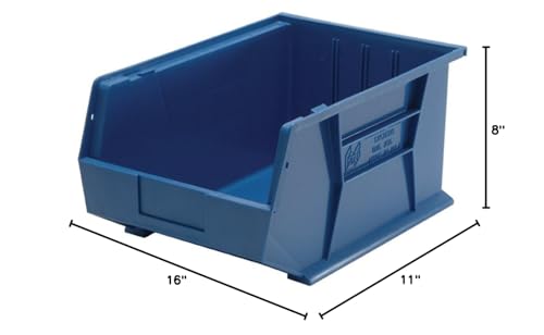 Quantum QUS255BL Ultra Stack and Hang Bin, 16" Length x 11" Width x 8" Height, Blue, Pack of 4